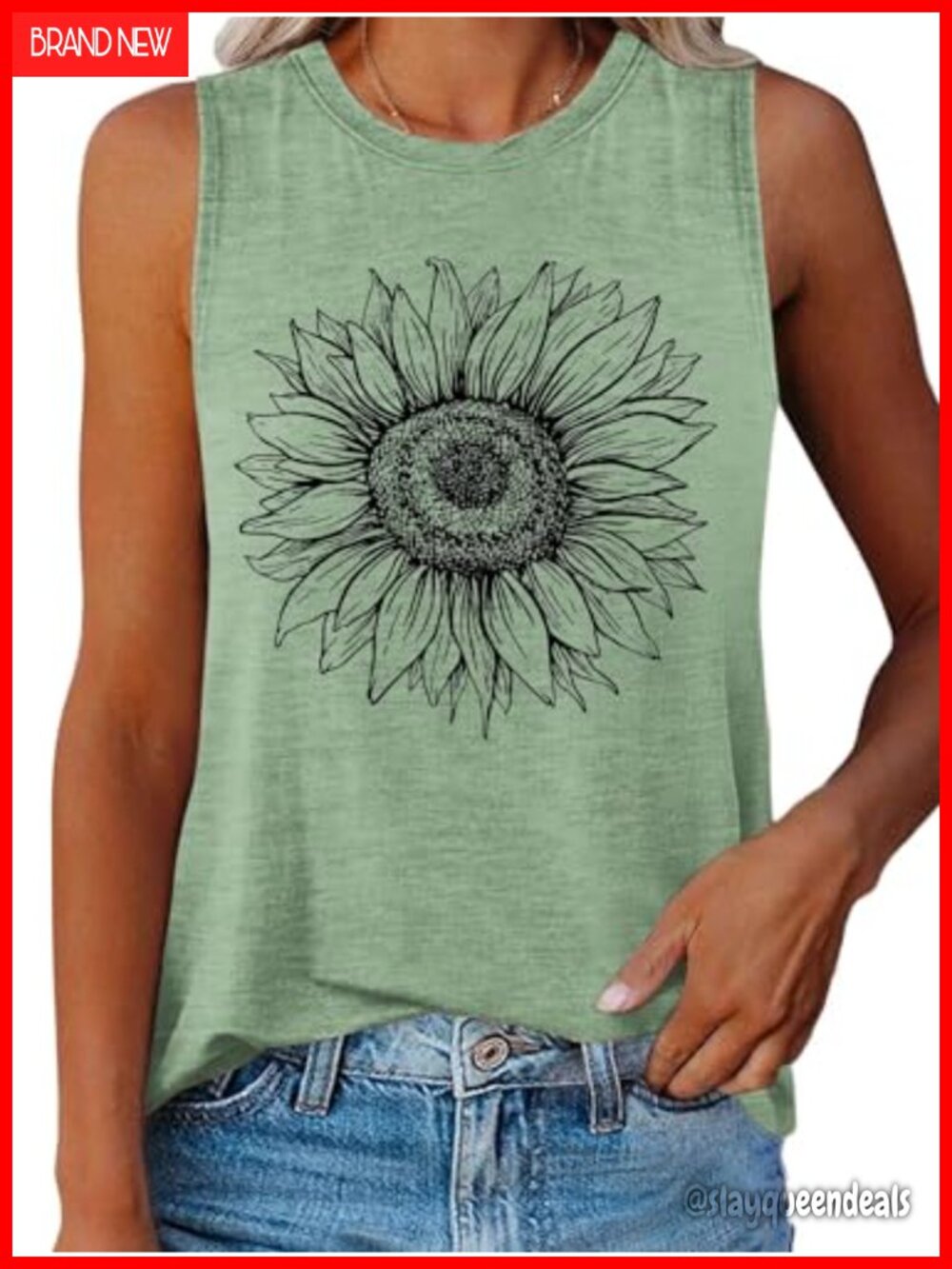 Womens Floral Graphic Tank Top Sleeveless Crewneck Summer Casual